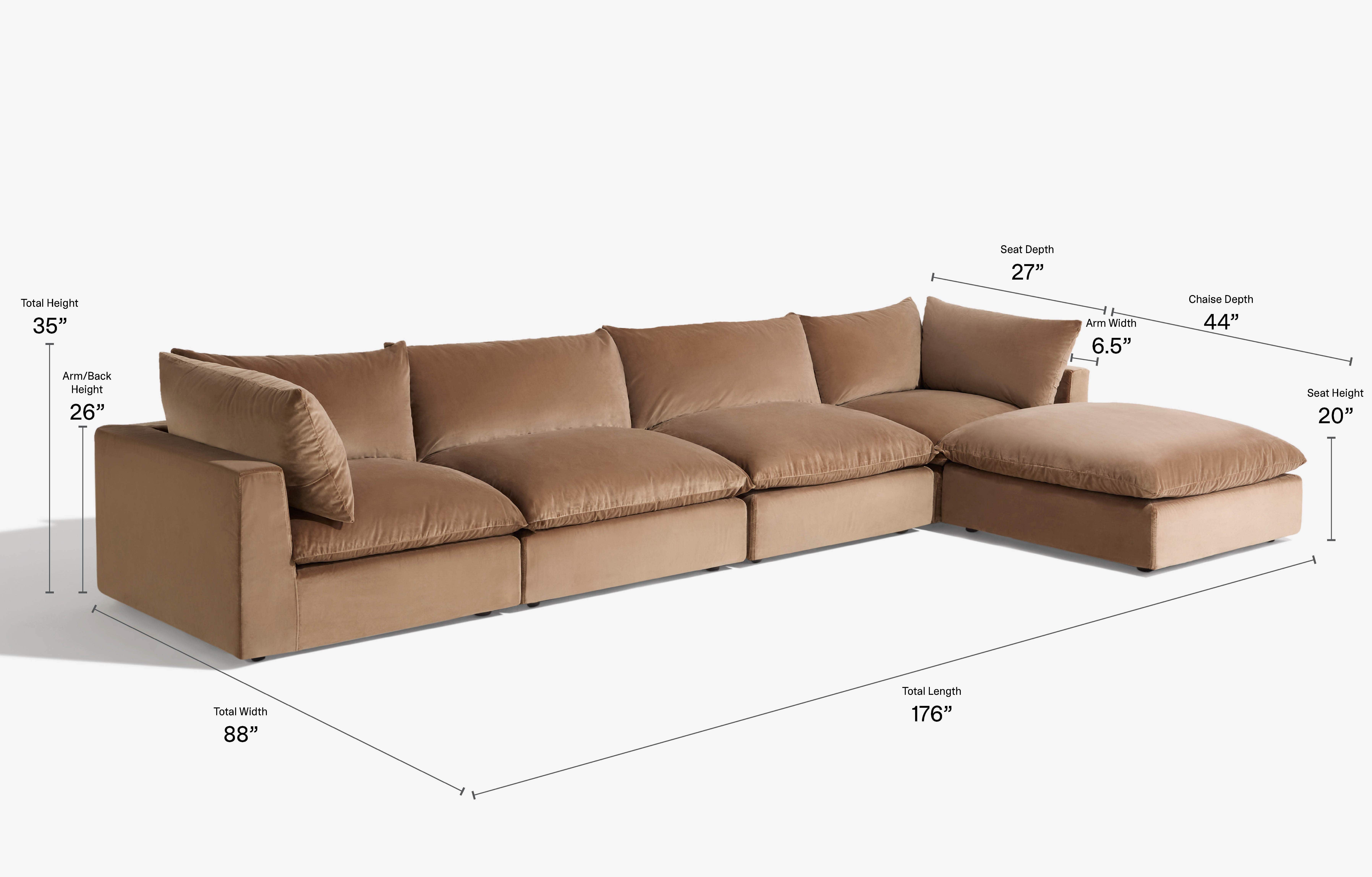 chaise5pieceSectional dimensions