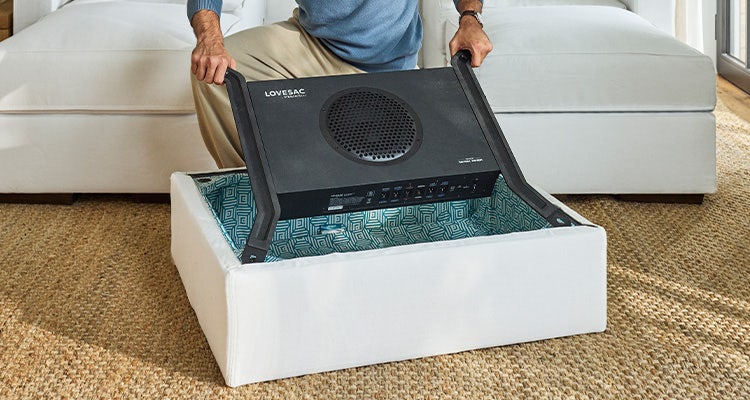 Sectional couch seat with hidden speaker inside