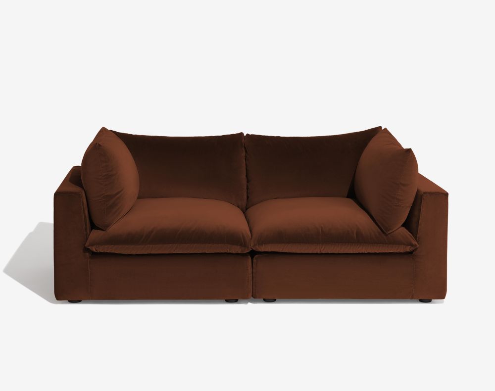 Cush 2 Cushion Sofa Chocolate Plush Velvet 1