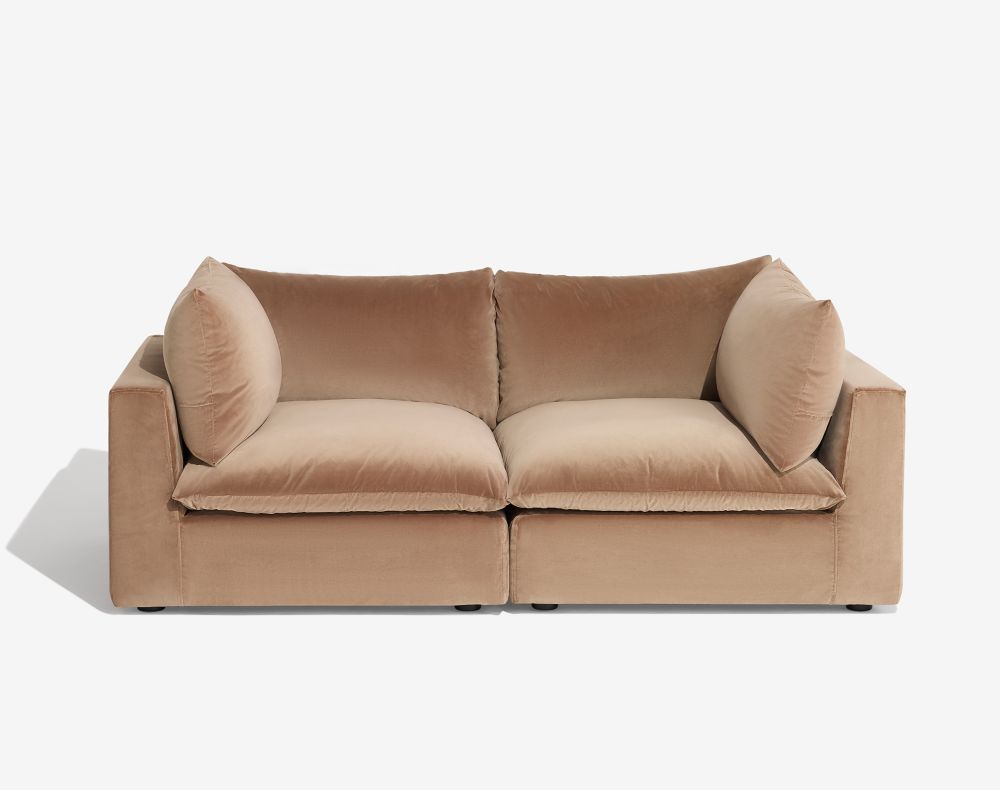 Cush 2 Cushion Sofa Golden Taupe Plush Velvet 1