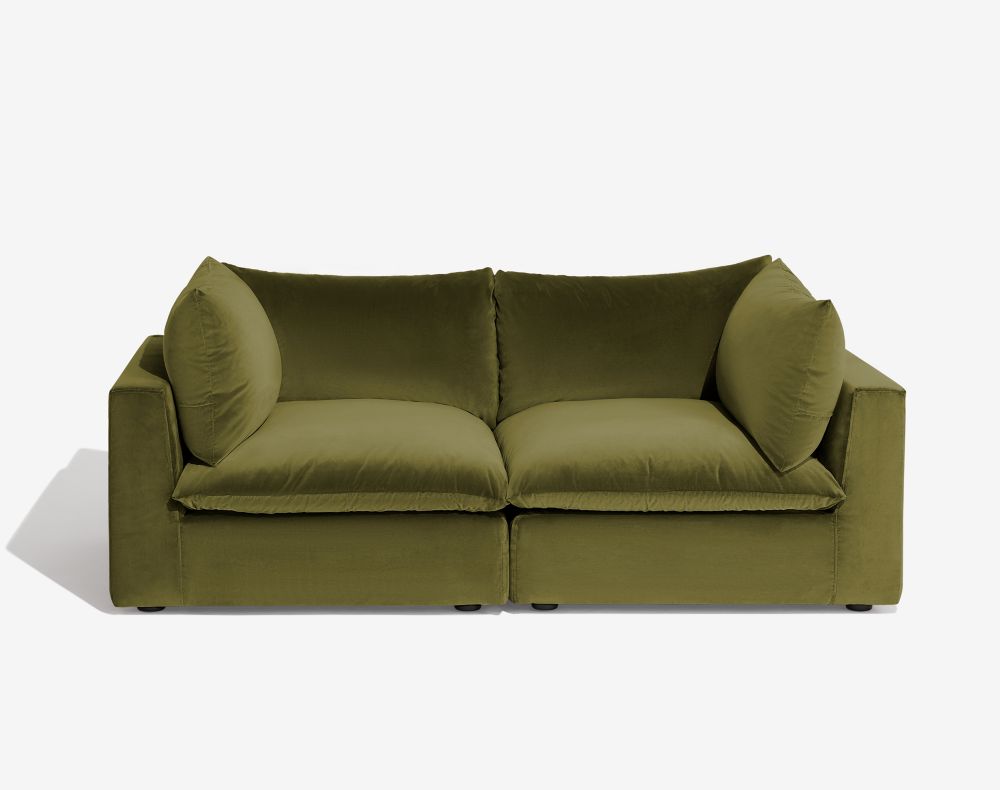 Cush 2 Cushion Sofa Olive Plush Velvet 1