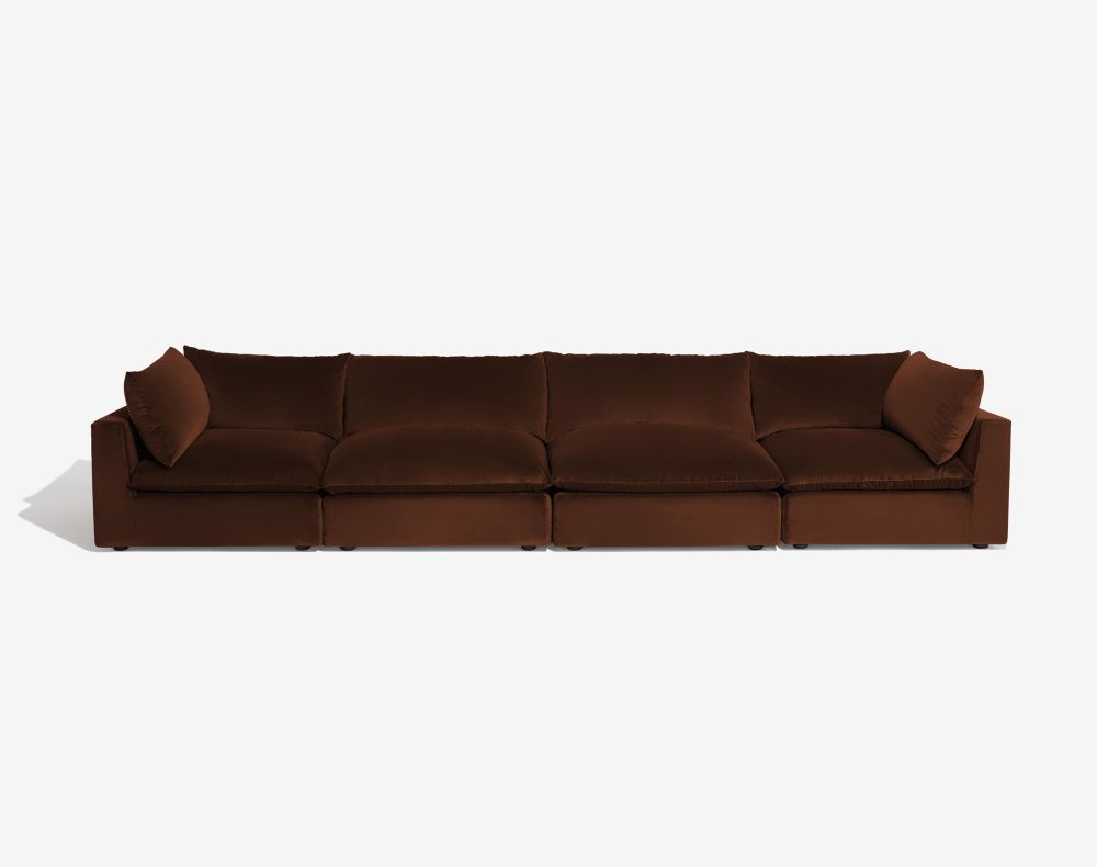 Cush 4 Cushion Sofa Chocolate Plush Velvet 1