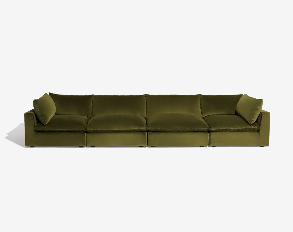 Cush 4 Cushion Sofa Olive Plush Velvet 1