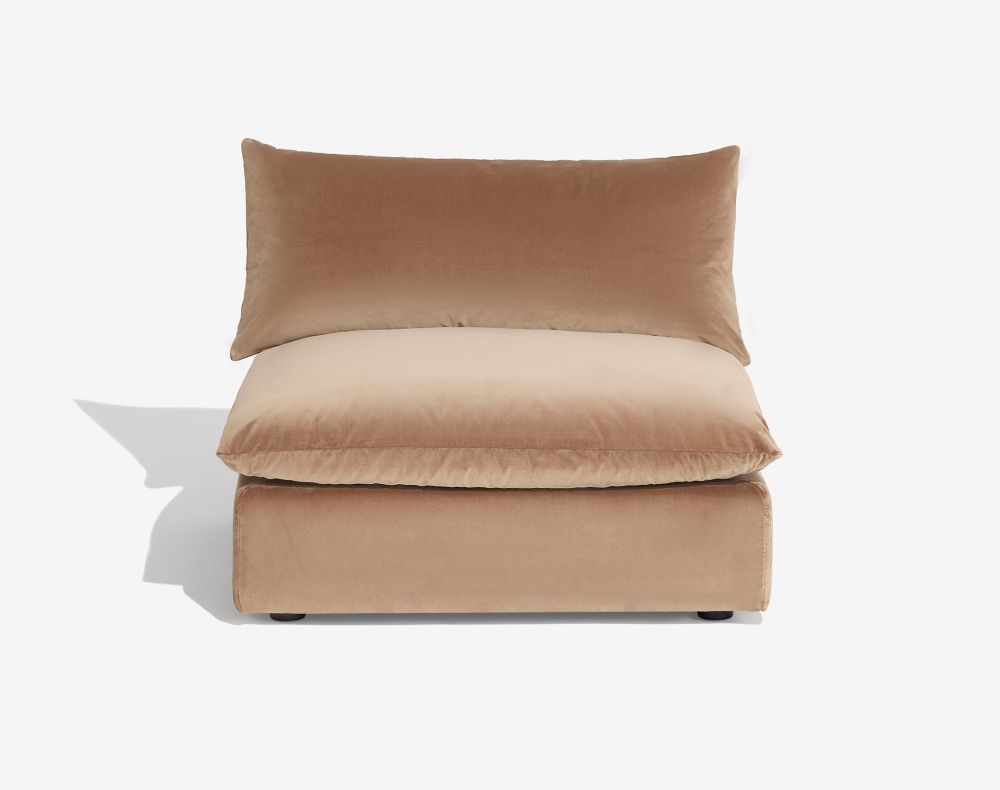 Cush Armless Golden Taupe Plush Velvet 1