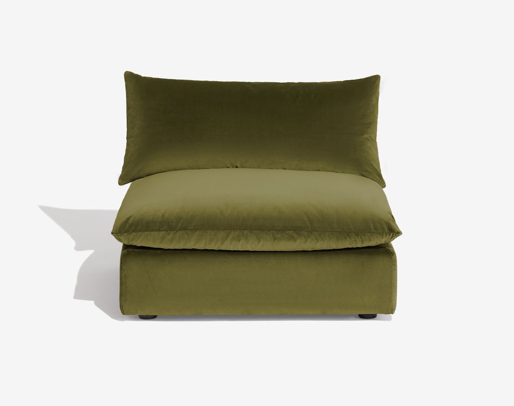 Cush Armless Olive Plush Velvet 1