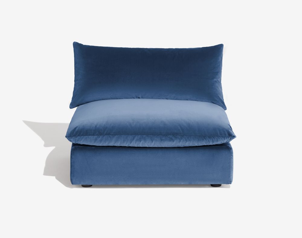 Cush Armless Slate Blue Plush Velvet 1
