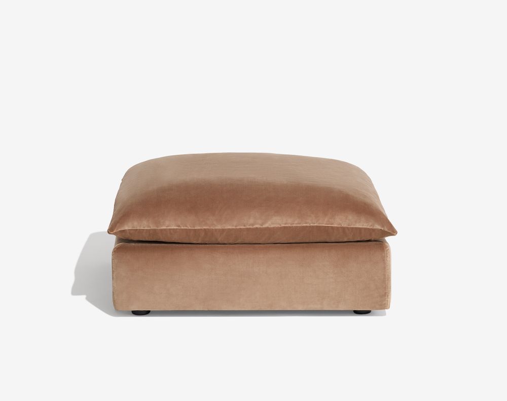 Cush Ottoman Golden Taupe Plush Velvet 1