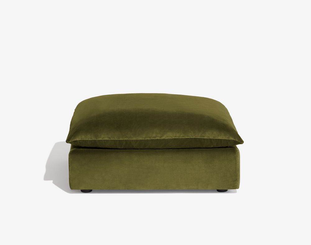 Cush Ottoman Olive Plush Velvet 1