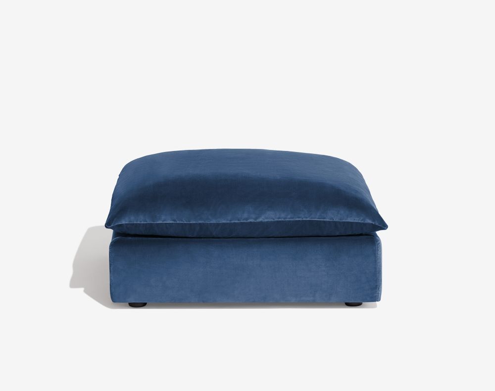 Cush Ottoman Slate Blue Plush Velvet 1