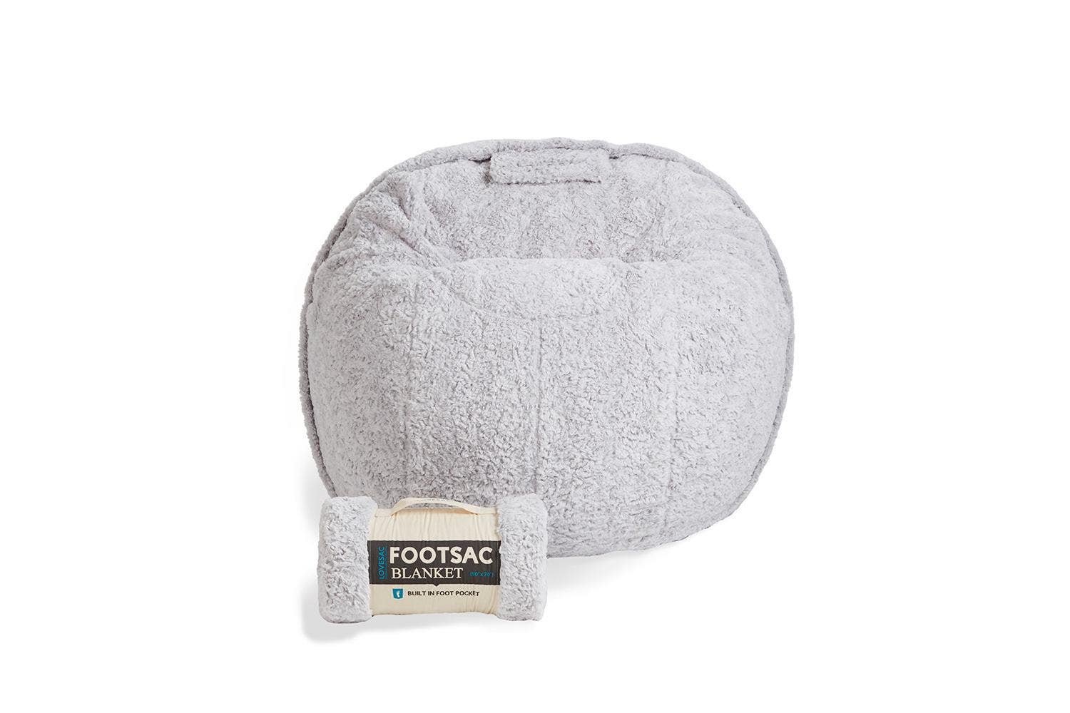Lovesac CitySac Bundle Footsac in Reversible Sterling Hare Phur