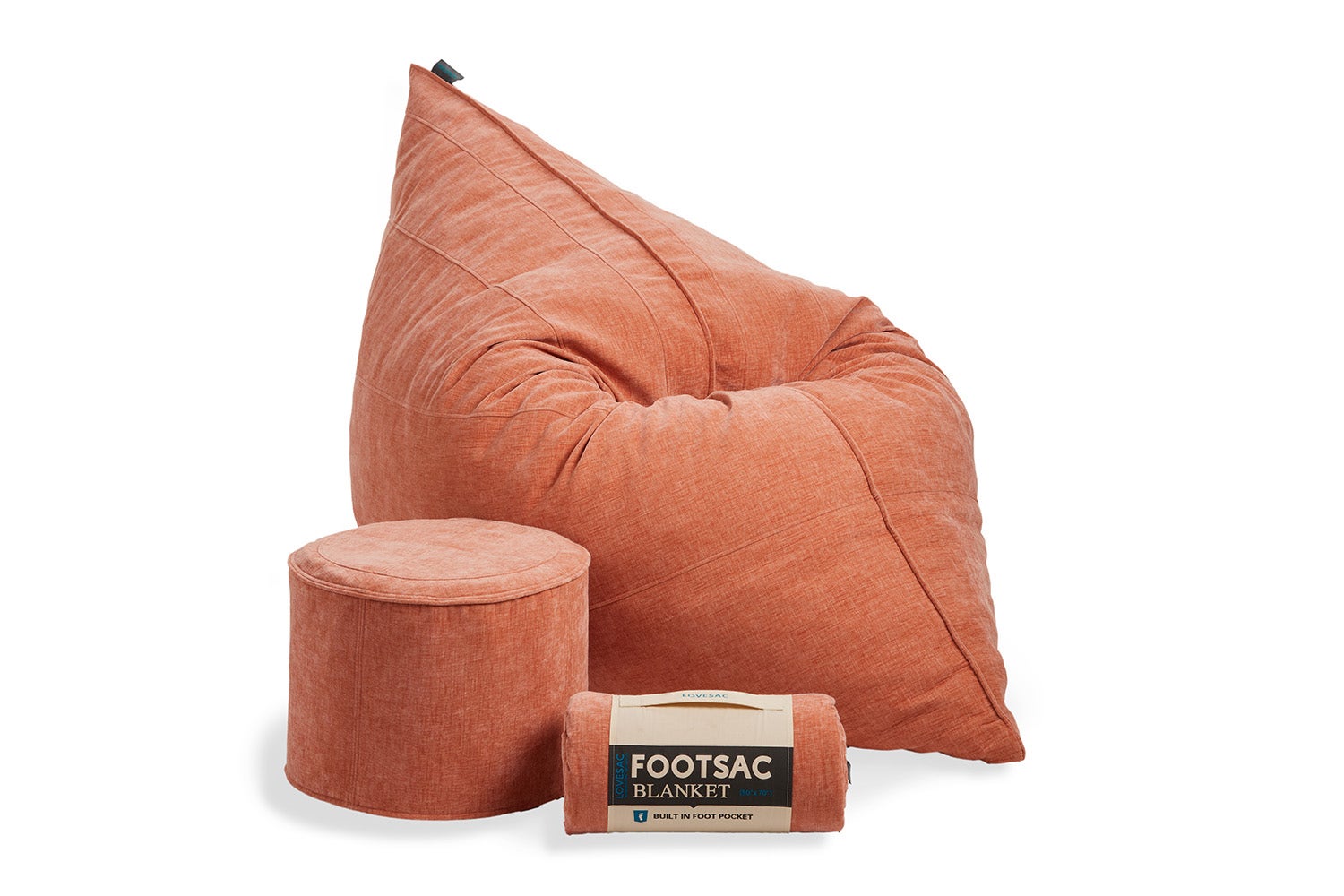 Lovesac blanket with foot pocket outlet