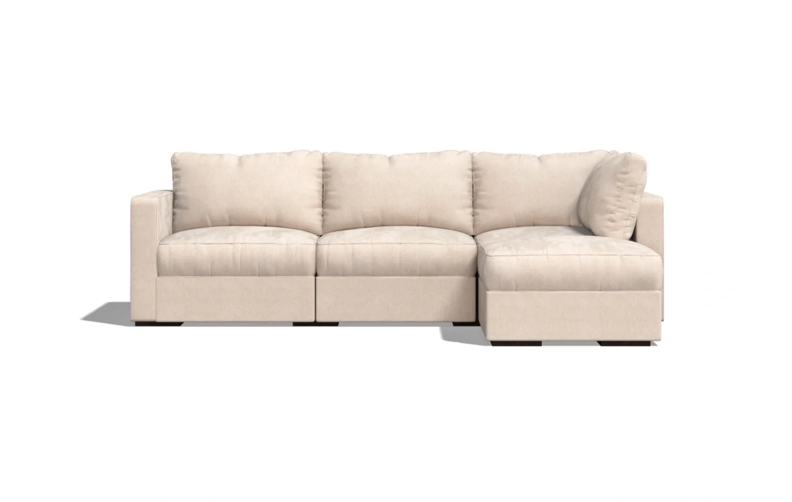 Lovesac - 4 Seats (4 Storage) + 5 Angled Sides Combed Chenille & Standard Foam Sactional - Tan