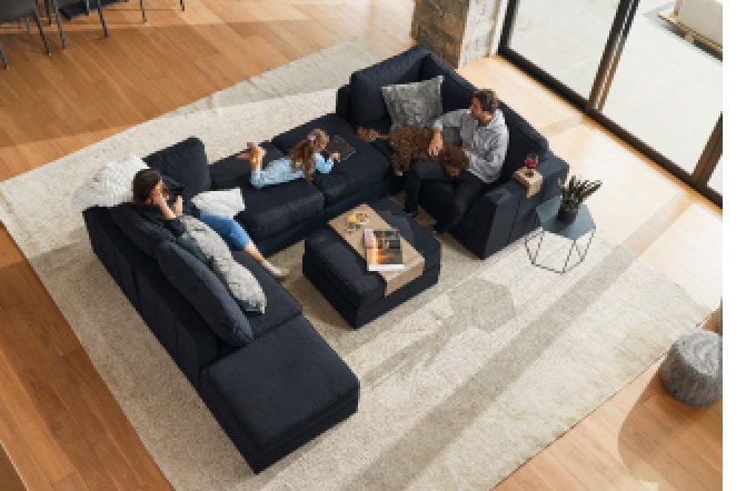 Aerial View Family on Lovesac Sactional