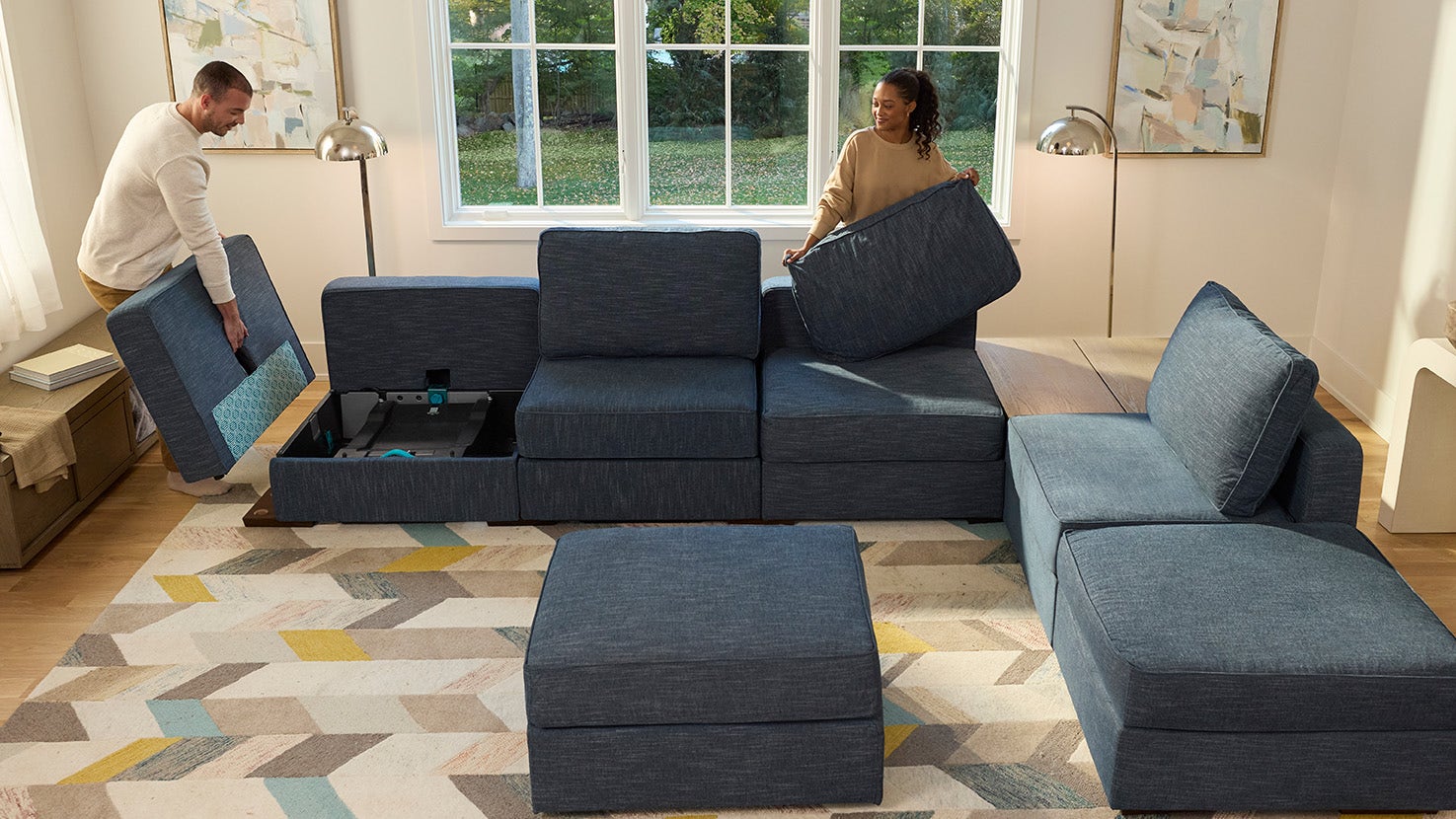 Lovesac PillowSac Accent Chair dimensions: 38" high, 48" wide, and 54" deep.