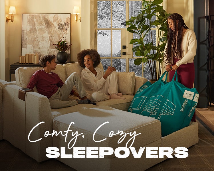 Teenagers Using Lovesac Guest Rest Bedding Kit on Lovesac Sactionals