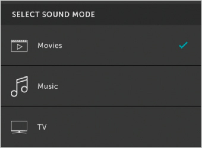 Images from the Lovesac StealthTech control app