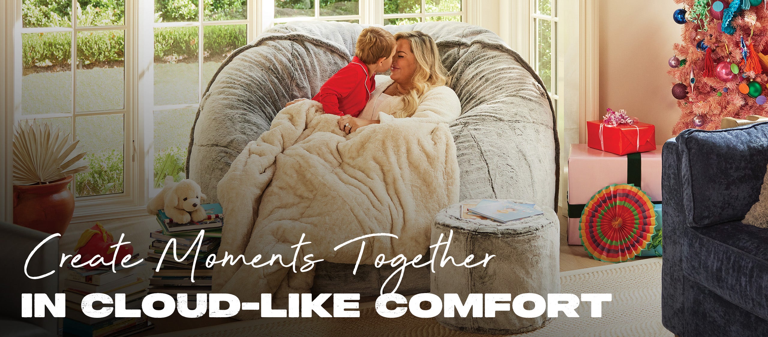 Parent and Child Relaxing on The BigOne with Squattoman in Living Room