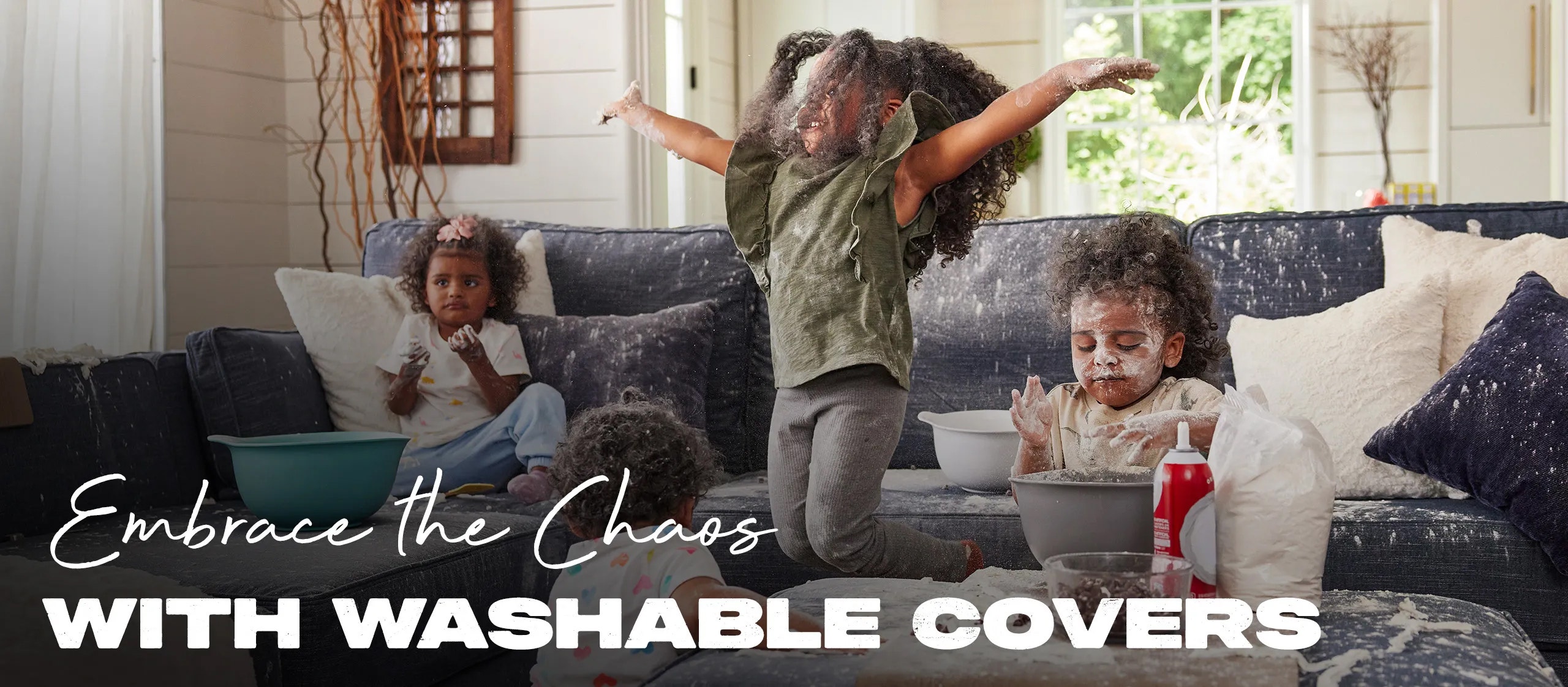 Children Playing on Lovesac Sactional