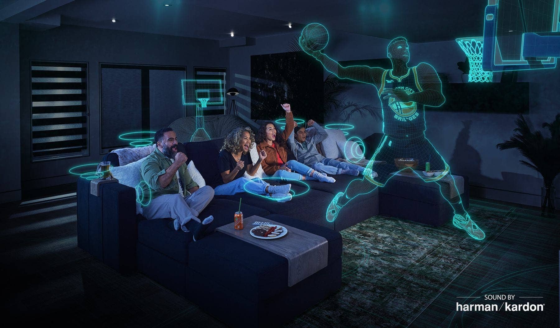 Lovesac StealthTech, a sectional couch with built in speakers technology.