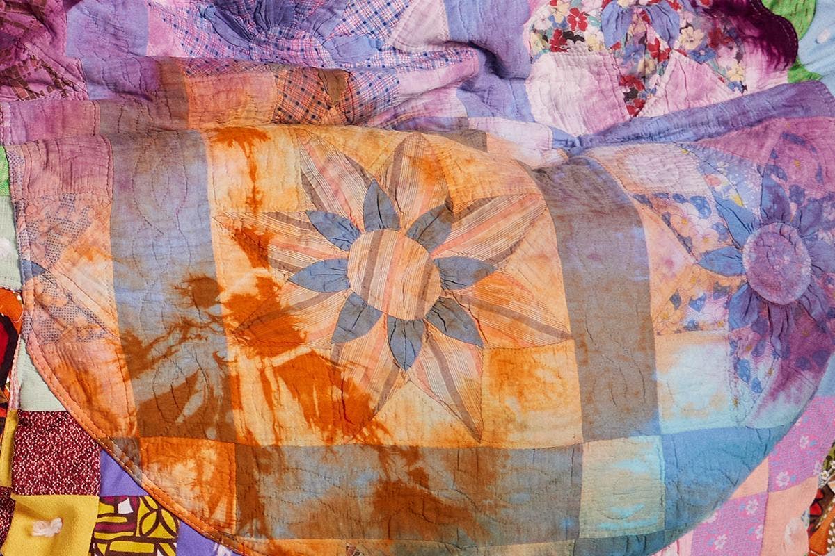 Zoomed in photo of the Lovesac X Jeremy Scott limited edition Sac cover.