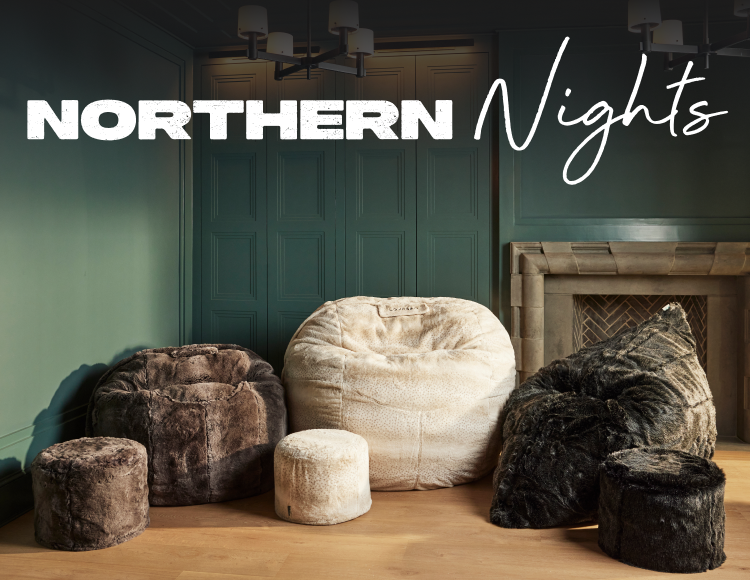 Lovesac Limited Edition Northern Nights Sac Bean Bag chair Fabrics in three different sizes
