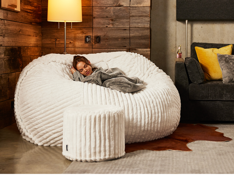 PillowSac Accent Chair in Dove Channeled Phur