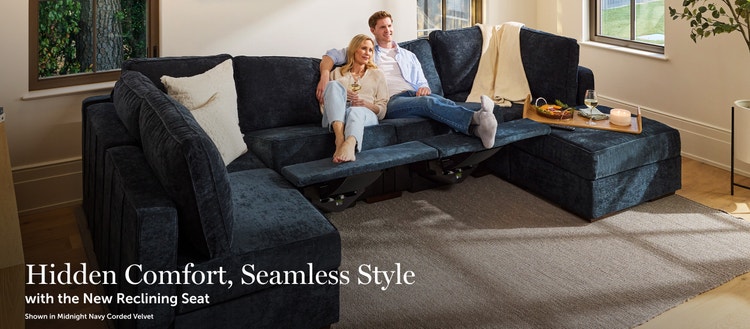Couple working on a Lovesac couch