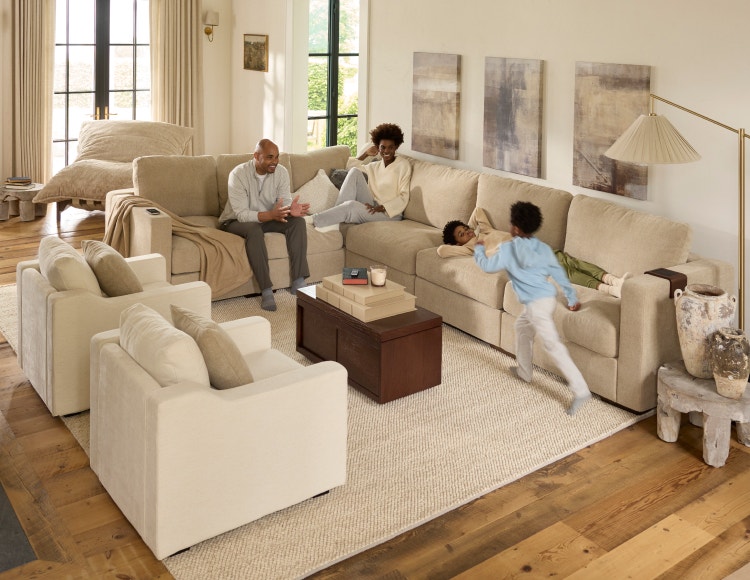 Family enjoying their Lovesac sectional couch and sofas