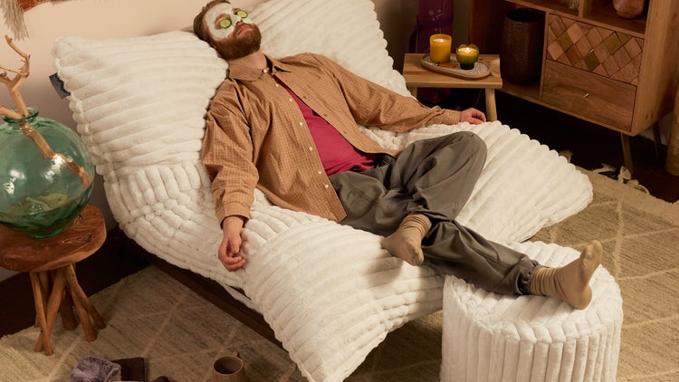 Lovesac PillowSac Chairs in white fabric.