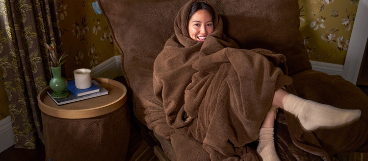 Lovesac Sac, Squattoman, and Footsac Blanket Bundles.