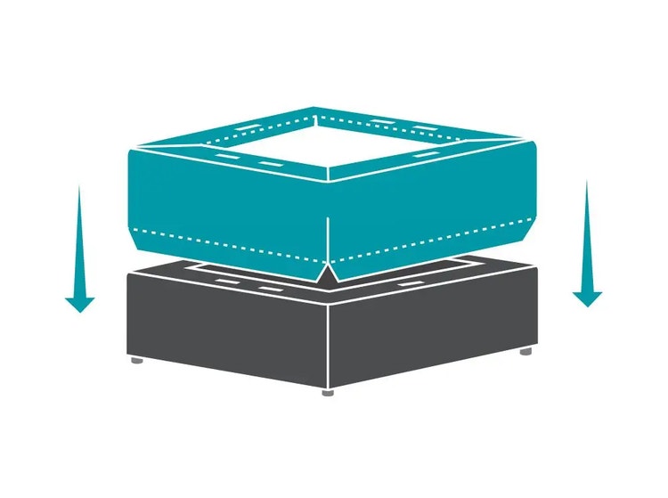 Lovesac Storage Seat base and Cover graphic