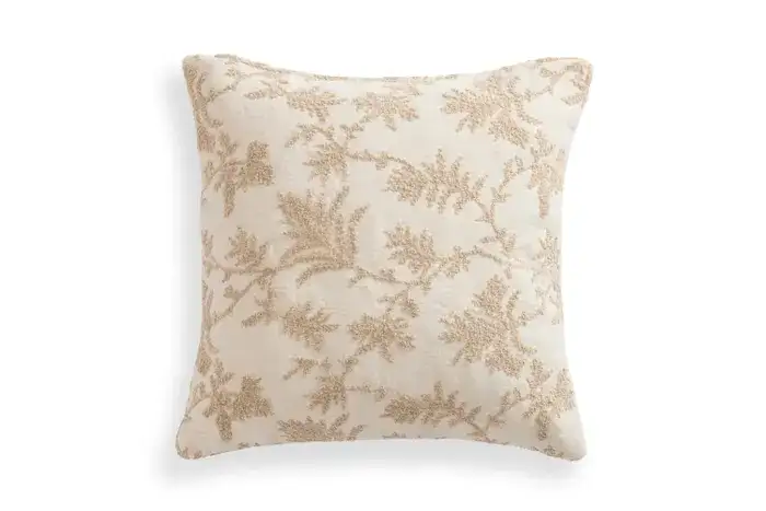 18x18 Throw Pillow Cover: Taupe Willow Jacquard