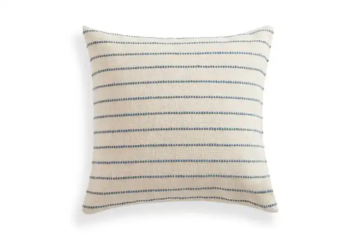 18x18 Throw Pillow Cover: Navy Woven Stripe