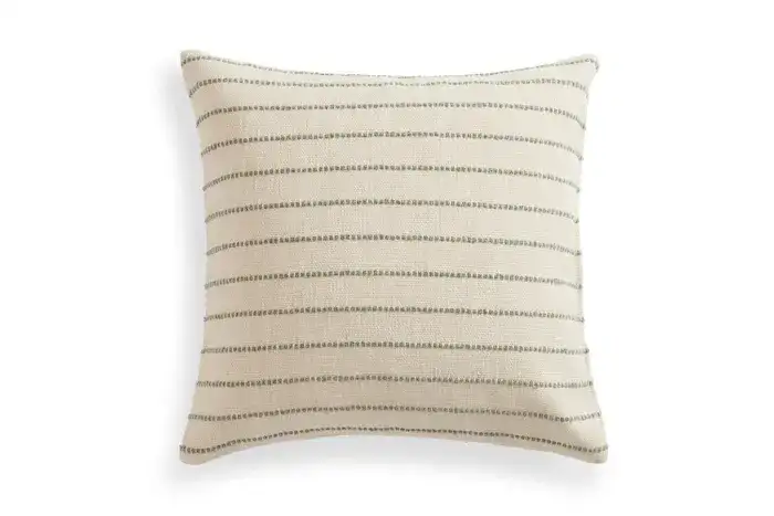 18x18 Throw Pillow Cover: Sage Woven Stripe
