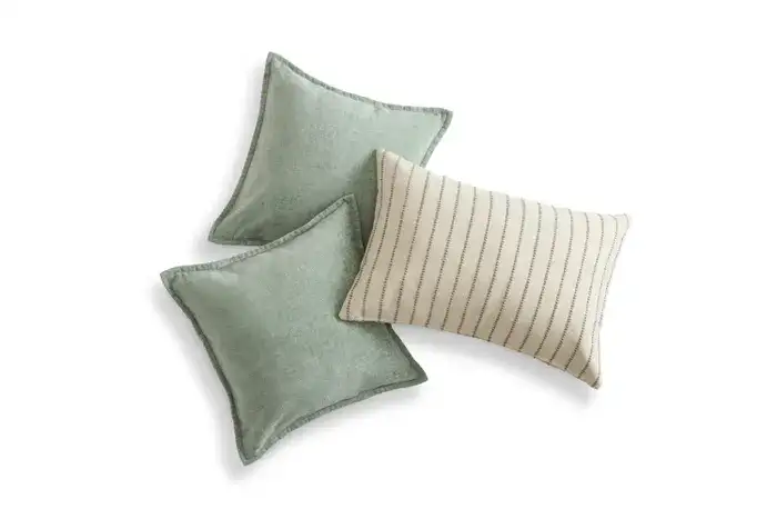 Throw Pillow Cover Bundle: Seagrass Chenille & Sage Woven Stripe