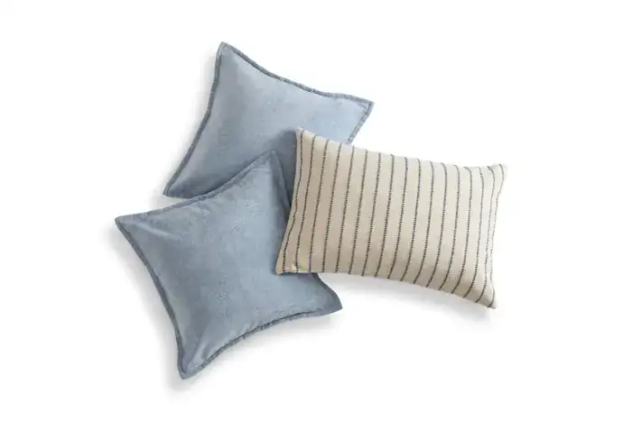 Throw Pillow Cover Bundle: Ocean Chenille & Navy Woven Stripe