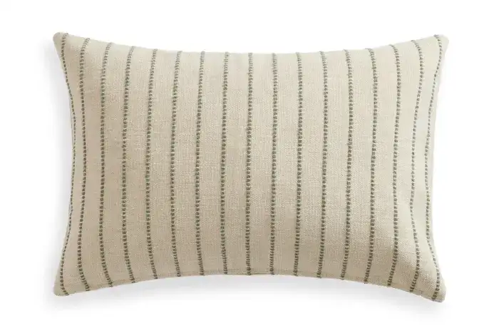 24x16 Throw Pillow Cover: Sage Woven Stripe