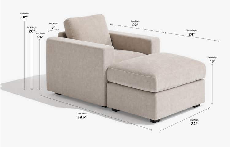 Snugg 2-Cushion Sofa with Square Arms Dimensions