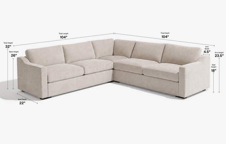Snugg 2-Cushion Sofa with Swept Arms Dimensions