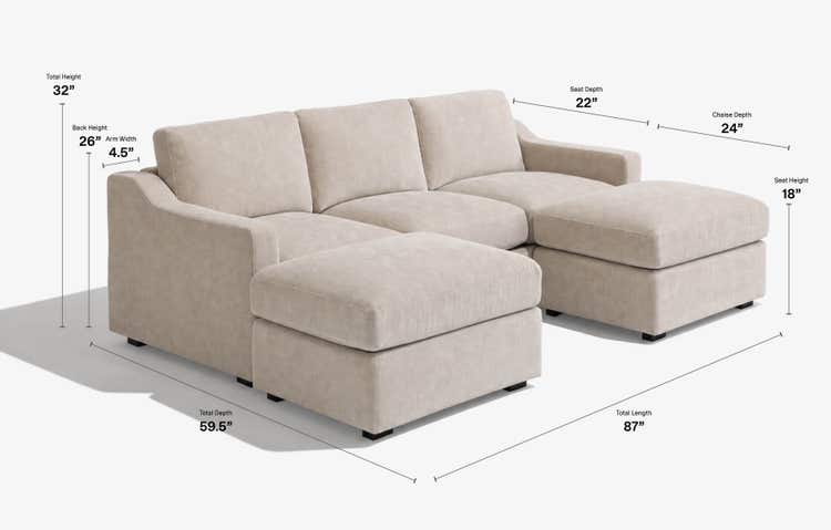 Snugg 2-Cushion Sofa with Swept Arms Dimensions
