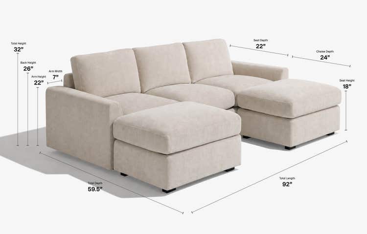 Snugg 2-Cushion Sofa with Tapered Arms Dimensions