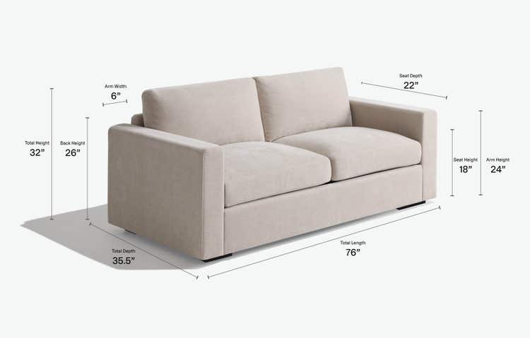 Snugg Loveseat with Square Arms Dimensions