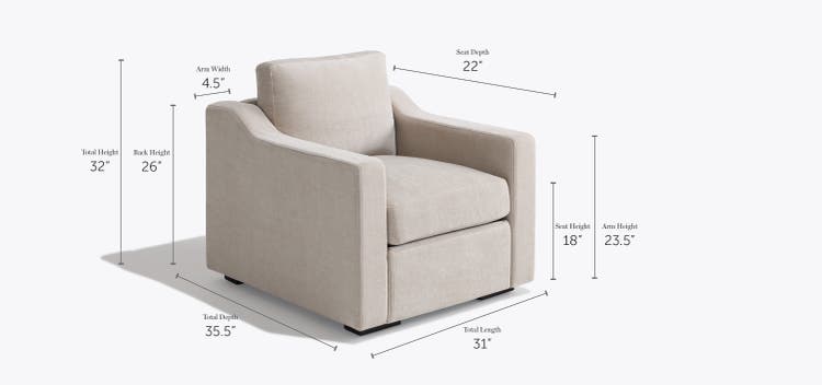 Snugg Chair with Swept Arms Dimensions