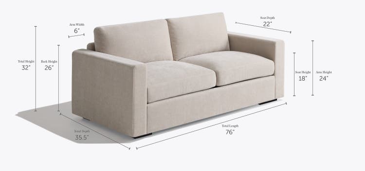 Snugg Loveseat with Square Arms Dimensions