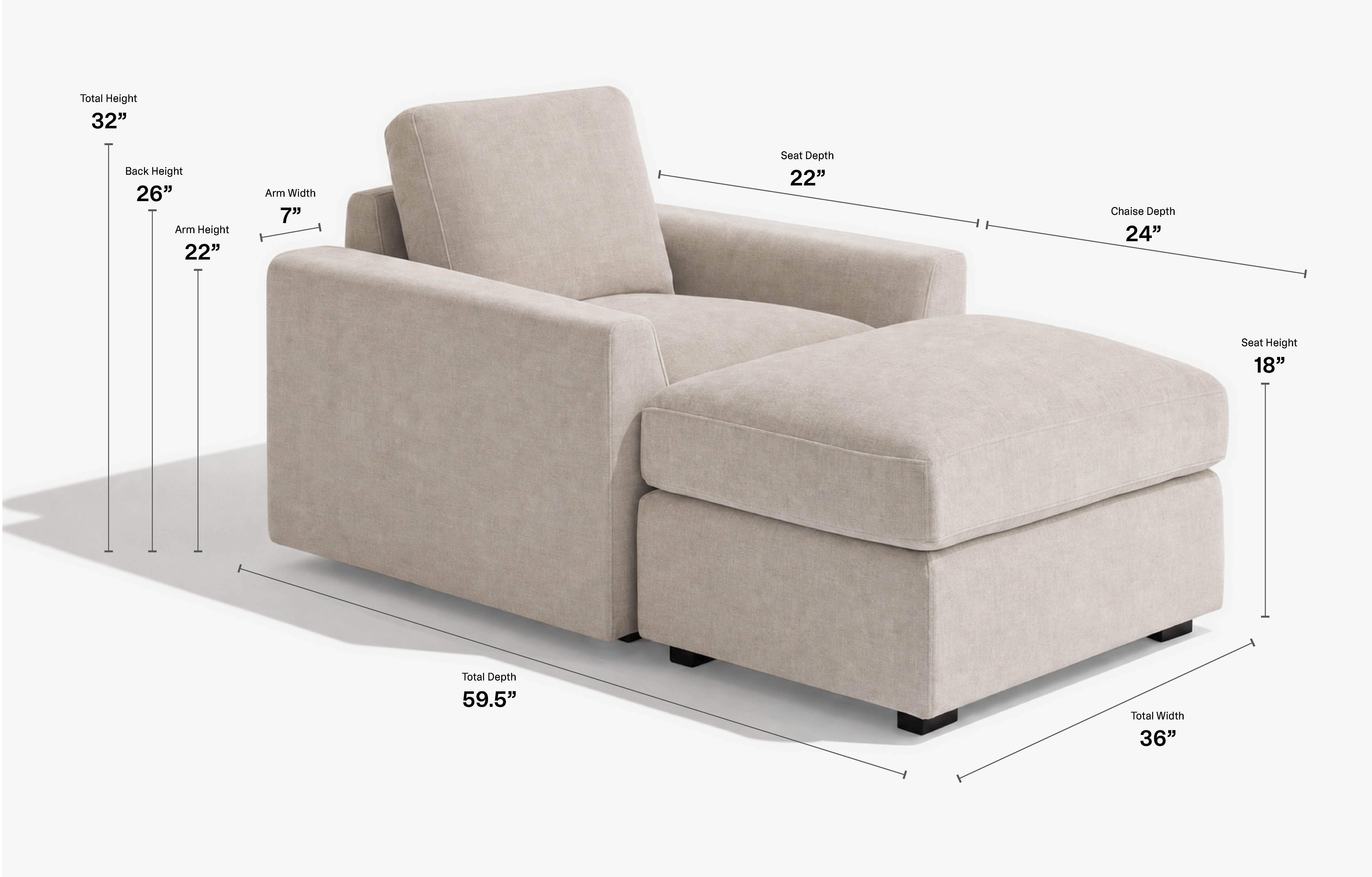 chaise dimensions