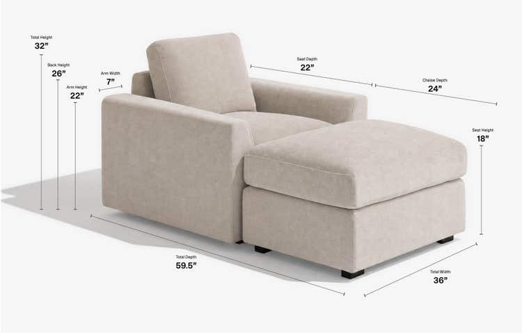 Snugg 2-Cushion Sofa with Tapered Arms Dimensions