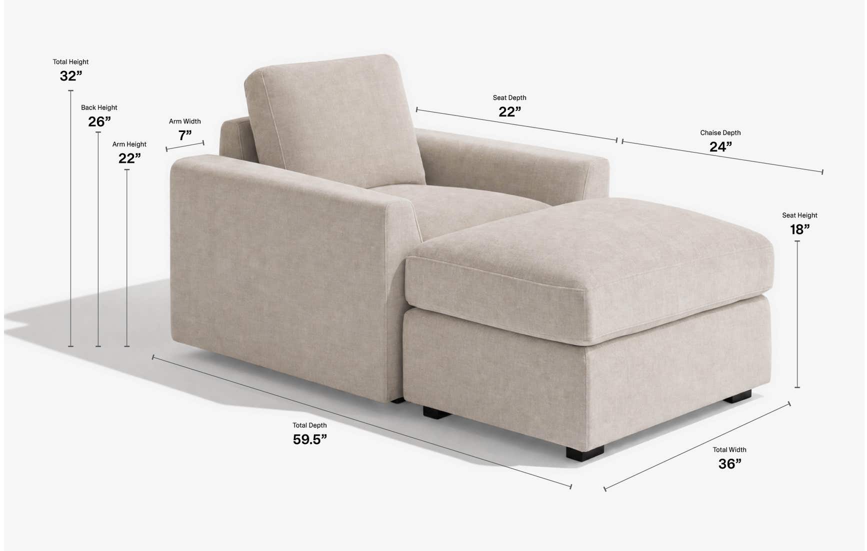 chaise dimensions