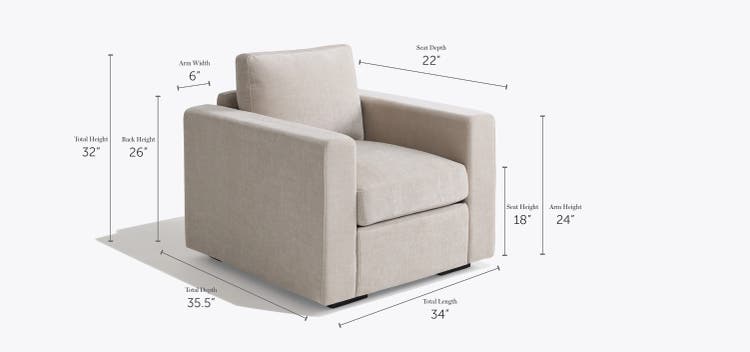 Snugg Chair with Square Arms Dimensions