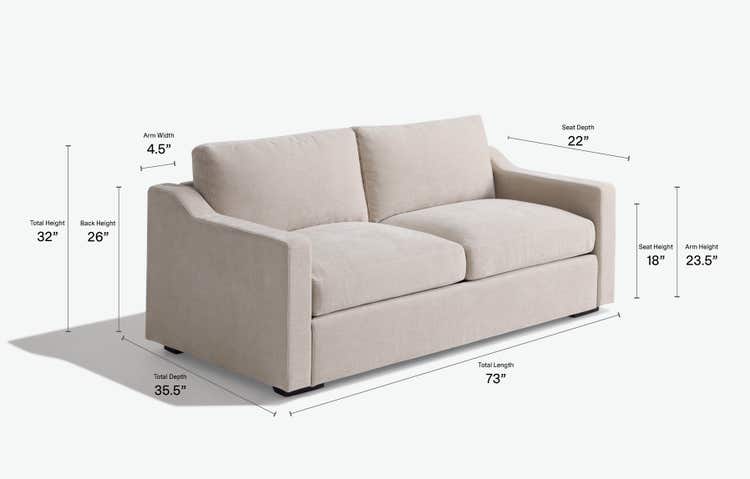 Snugg Loveseat with Swept Arms Dimensions