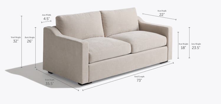 Snugg Loveseat with Swept Arms Dimensions
